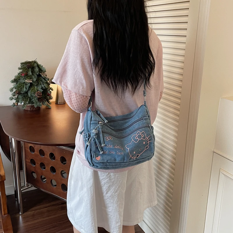 复古水洗软牛仔斜挎包包潮酷百搭单肩包大容量女士背包小众女包