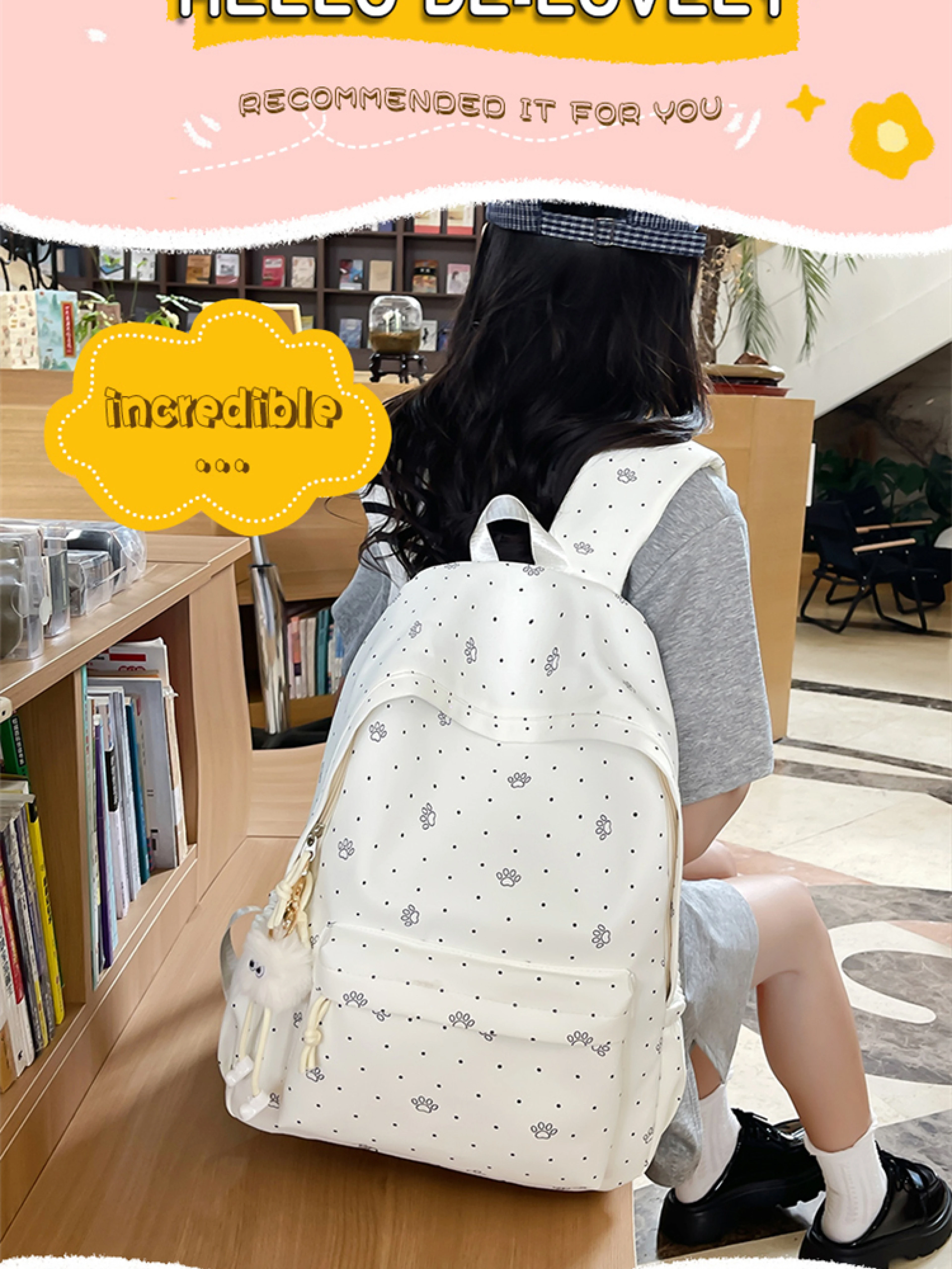 小脚丫女款双肩包小清新大容量背包初中生大学生背包