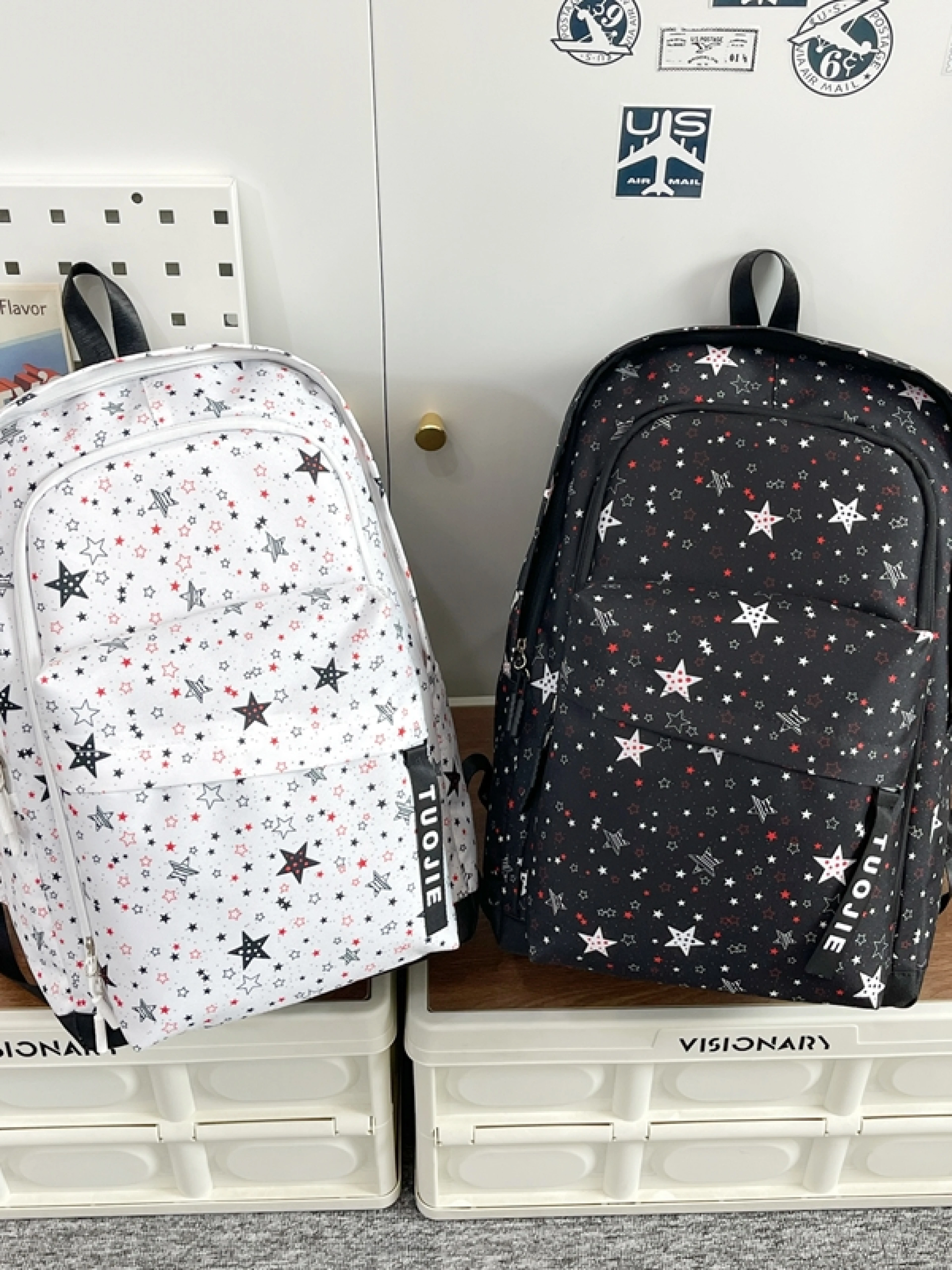 星星款大容量双肩包初中高中大学生背包大容量潮酷男女同款书包