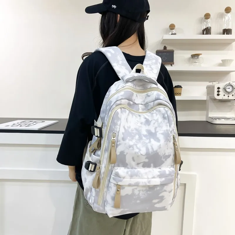 晕染涂鸦大容量双肩包女初中高中大学生背包男街头潮酷书包
